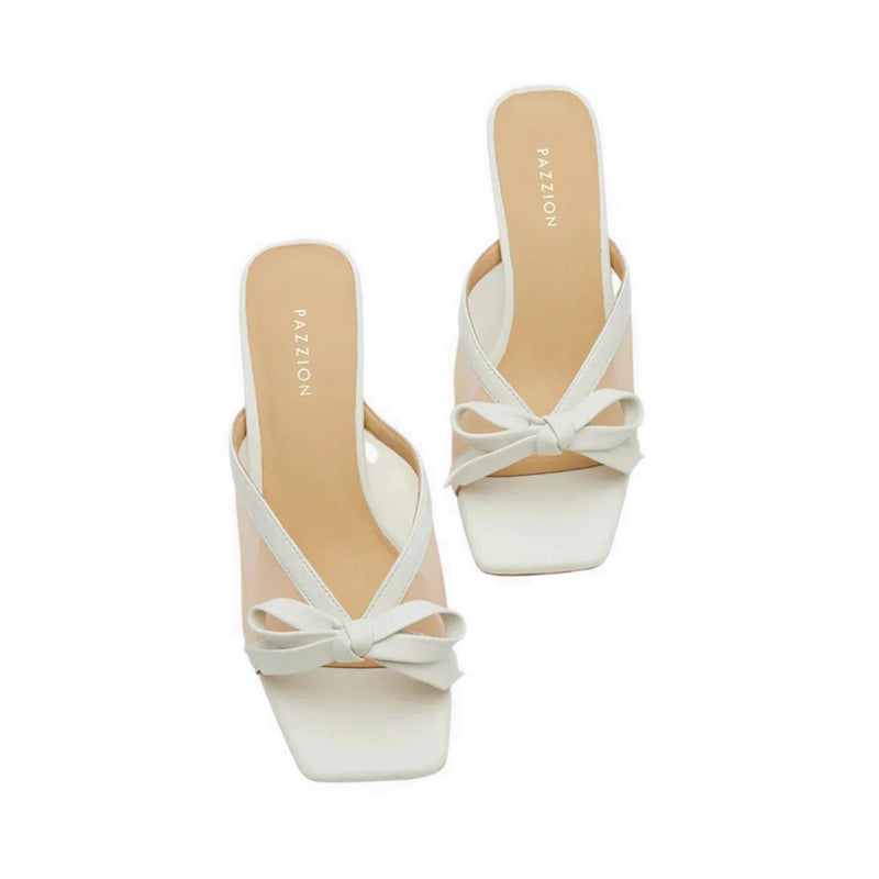 Uira Mesh Bow Mule Heels - Beige