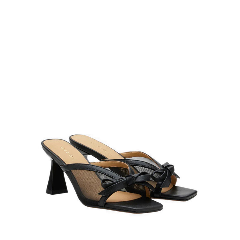 Pazzion Uira Mesh Bow Mule Heels - Black