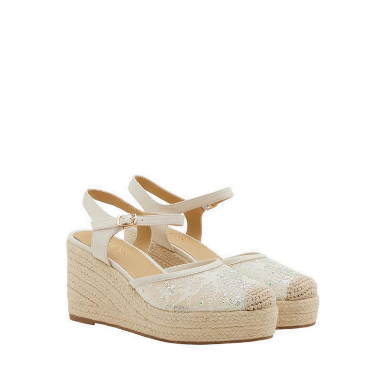 Pazzion Women's Varianne Crystal Embellished Wedges - Beige