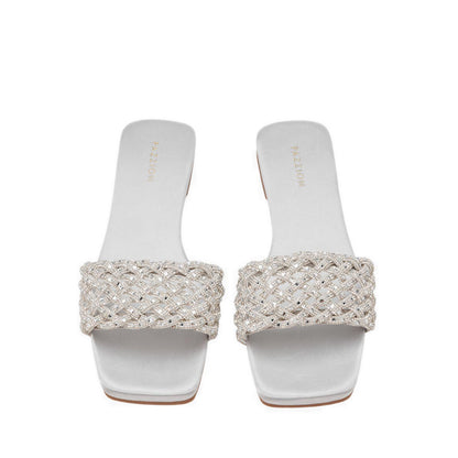 Pazzion Women's Wilda Crystal Embellished Slides - Silver