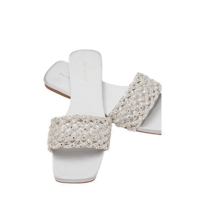 Pazzion Women's Wilda Crystal Embellished Slides - Silver