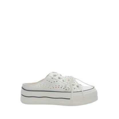 Pazzion Wilhelmina Slip-on Pearl Bow Sneakers - White