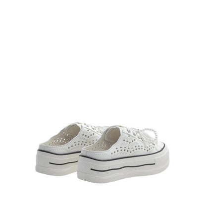 Pazzion Wilhelmina Slip-on Pearl Bow Sneakers - White