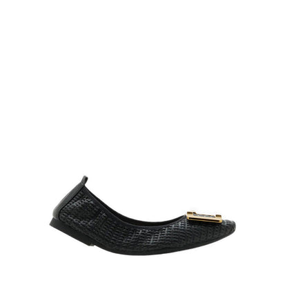 Wren Buckle Woven Foldable Flats - Black