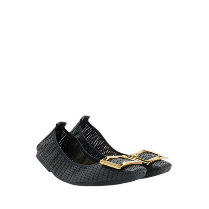 Wren Buckle Woven Foldable Flats - Black