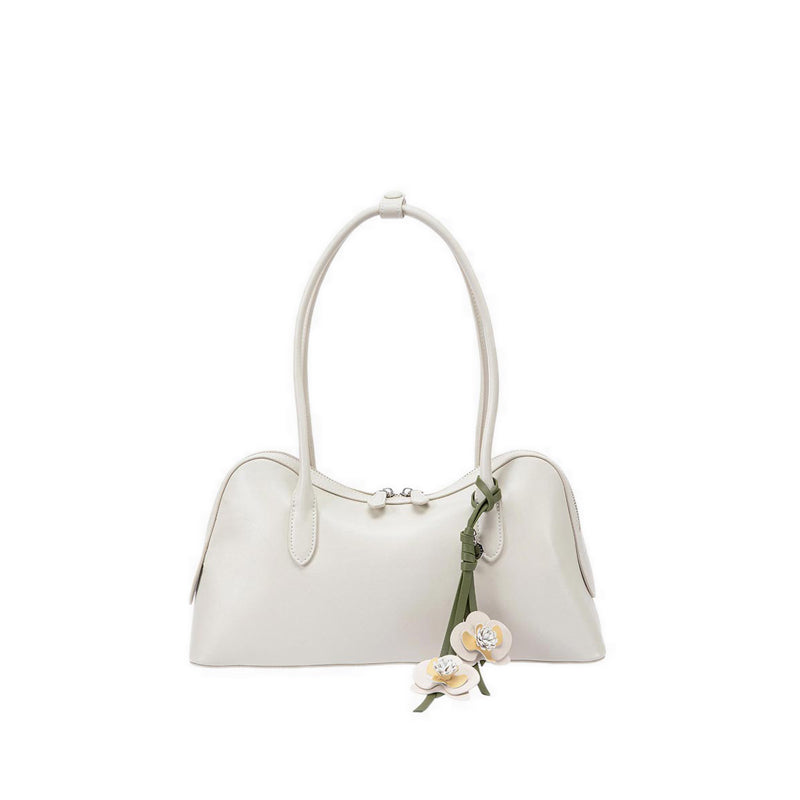Pazzion Women's Lycorisse Orchid Leather Shoulder Bag - Beige