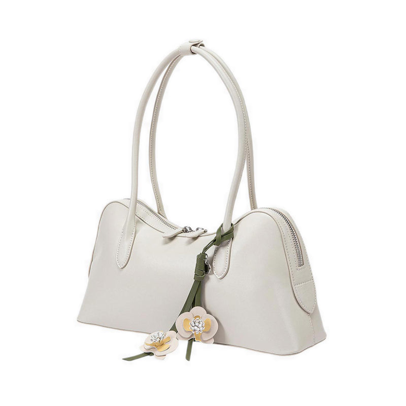 Pazzion Women's Lycorisse Orchid Leather Shoulder Bag - Beige