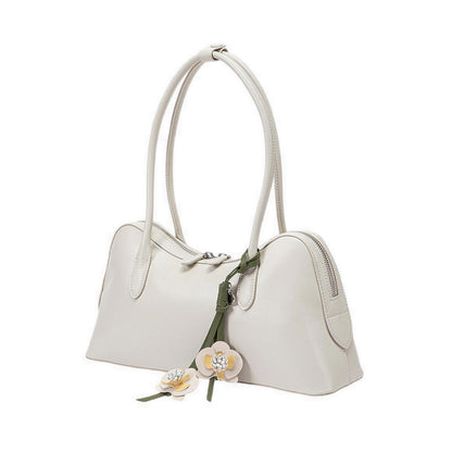Pazzion Women's Lycorisse Orchid Leather Shoulder Bag - Beige