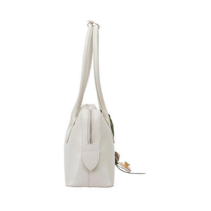 Pazzion Women's Lycorisse Orchid Leather Shoulder Bag - Beige