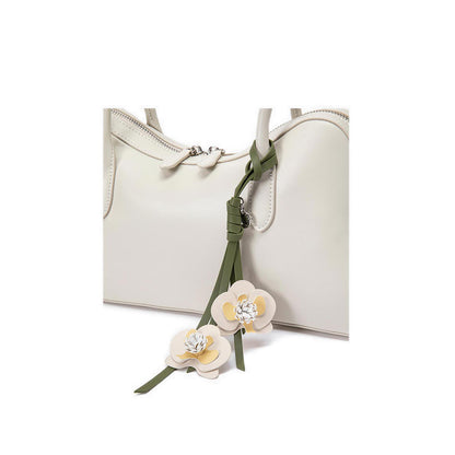 Pazzion Women's Lycorisse Orchid Leather Shoulder Bag - Beige