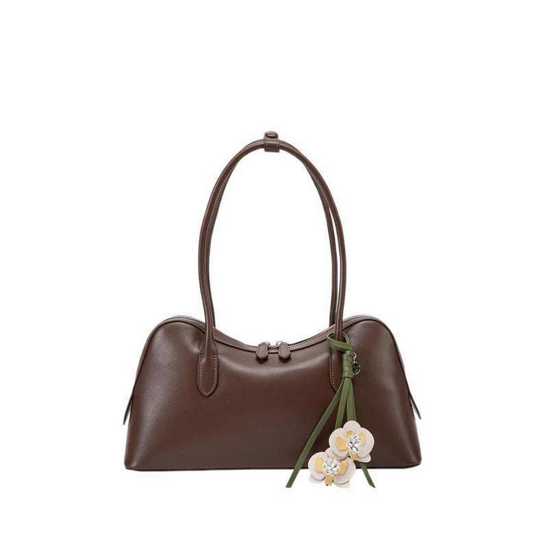 Pazzion Women's Lycorisse Orchid Leather Shoulder Bag - Brown