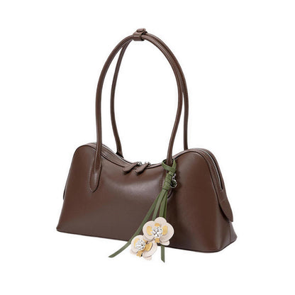 Pazzion Women's Lycorisse Orchid Leather Shoulder Bag - Brown