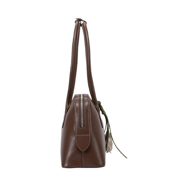 Pazzion Women's Lycorisse Orchid Leather Shoulder Bag - Brown