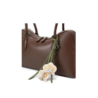 Pazzion Women's Lycorisse Orchid Leather Shoulder Bag - Brown