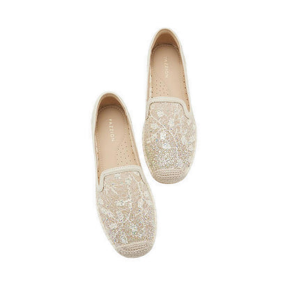 Pazzion Women's Xandra Crystal Embroidered Espadrilles - Beige
