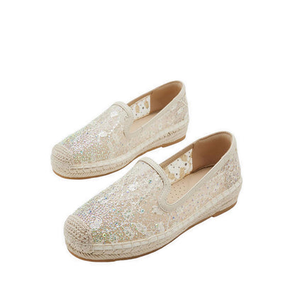 Pazzion Women's Xandra Crystal Embroidered Espadrilles - Beige