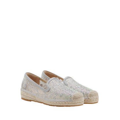 Pazzion Women's Xandra Crystal Embroidered Espadrilles - Grey