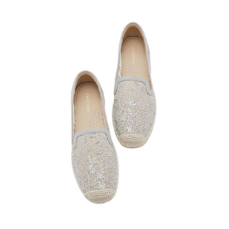 Pazzion Women's Xandra Crystal Embroidered Espadrilles - Grey