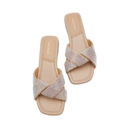 Pazzion Xaviera Crystal Twist Slides - Multicolor