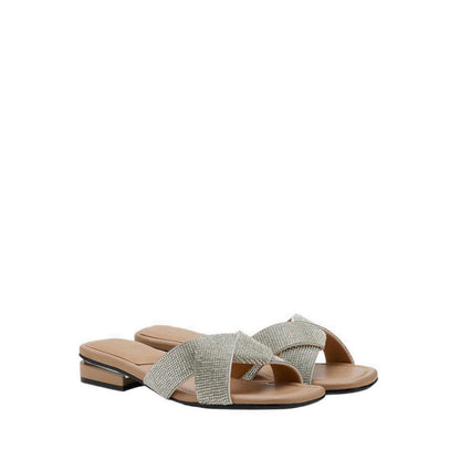 Pazzion Xaviera Crystal Twist Slides - Silver