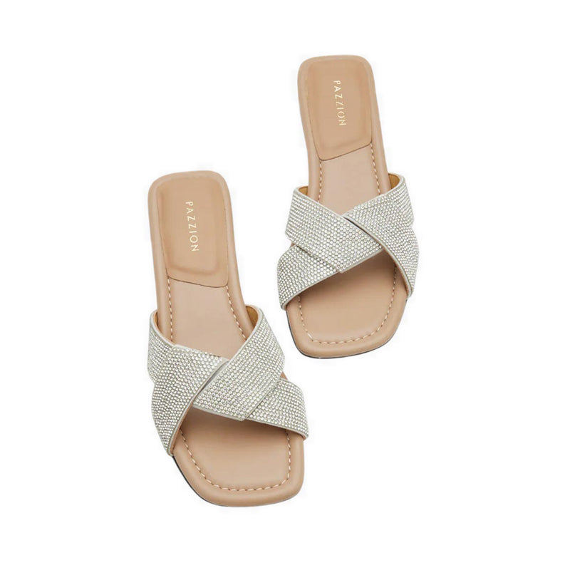 Pazzion Xaviera Crystal Twist Slides - Silver