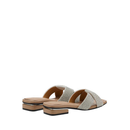 Pazzion Xaviera Crystal Twist Slides - Silver