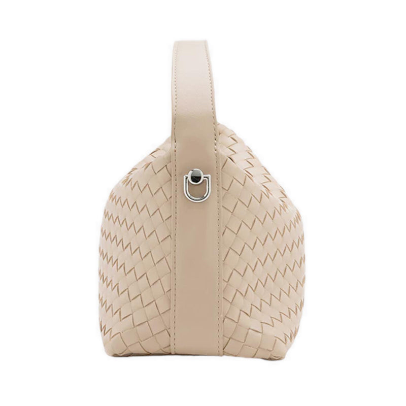 Xyla Woven Leather Bag - Beige