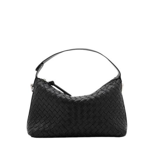 Xyla Woven Leather Bag - Black