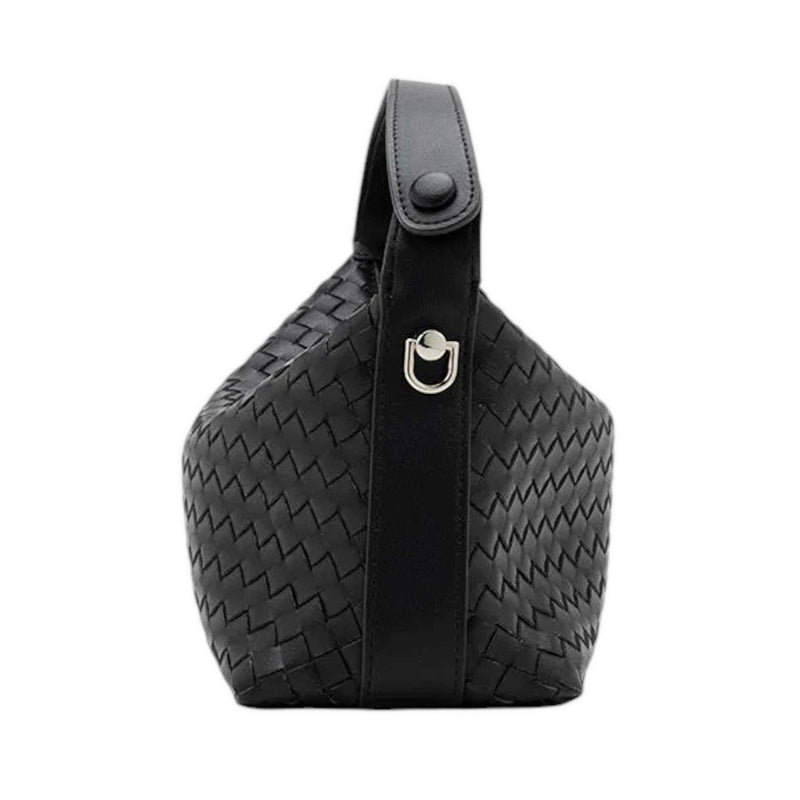 Xyla Woven Leather Bag - Black