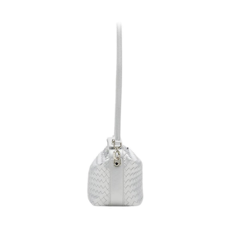 Xylene Woven Twist Lock Handle Bag - Silver