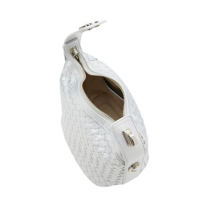 Xylene Woven Twist Lock Handle Bag - Silver