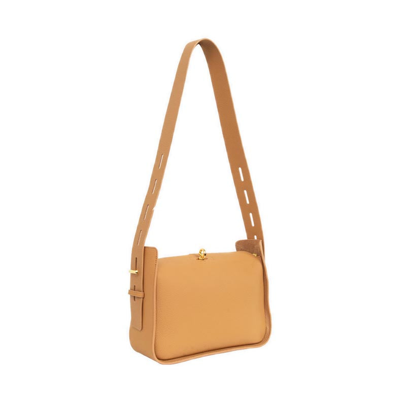 Women's Yelivienne Twist Lock Leather Shoulder Bag - Camel