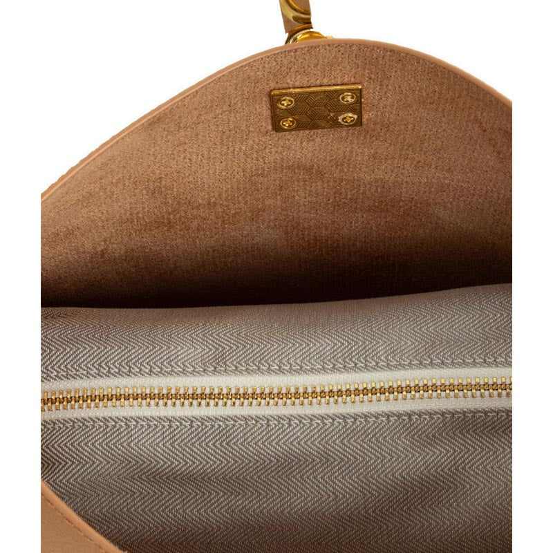 Women's Yelivienne Twist Lock Leather Shoulder Bag - Camel