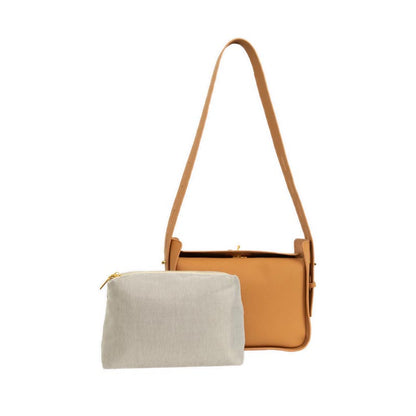 Women's Yelivienne Twist Lock Leather Shoulder Bag - Camel