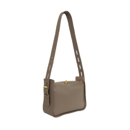Women's Yelivienne Twist Lock Leather Shoulder Bag - Khaki