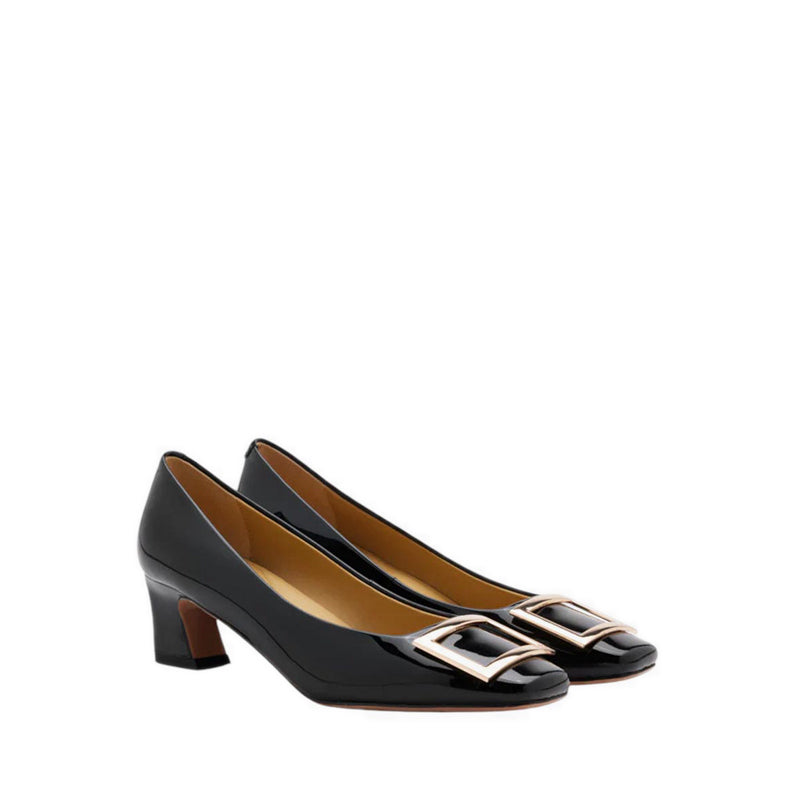Yvette Buckle Square-Toe Pump Heels - Black