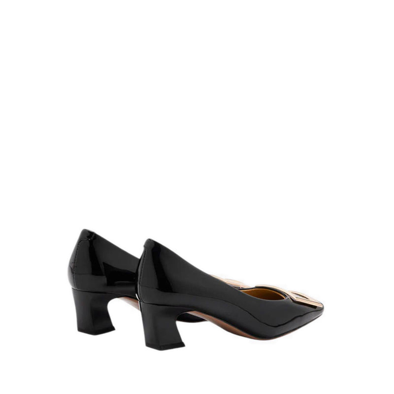 Yvette Buckle Square-Toe Pump Heels - Black