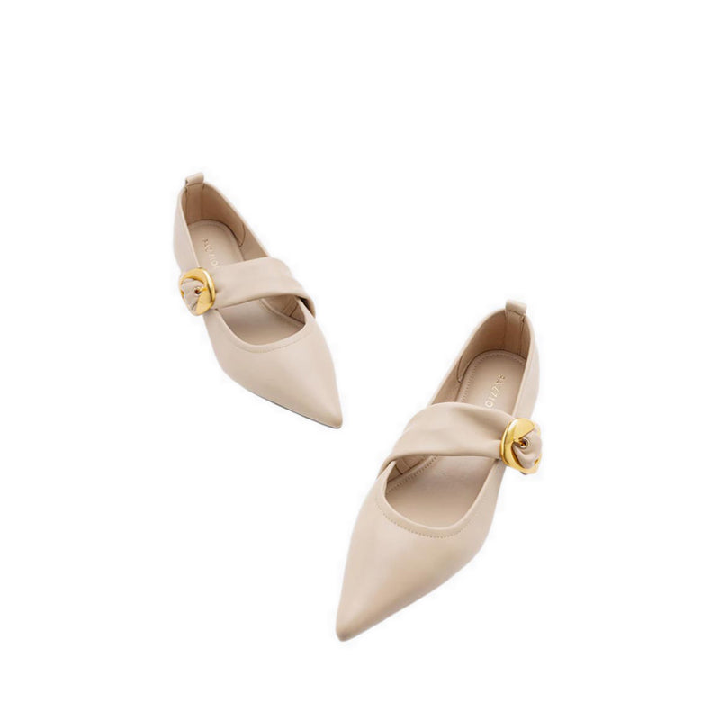 Zinnia Pointed Toe Flats - Natural