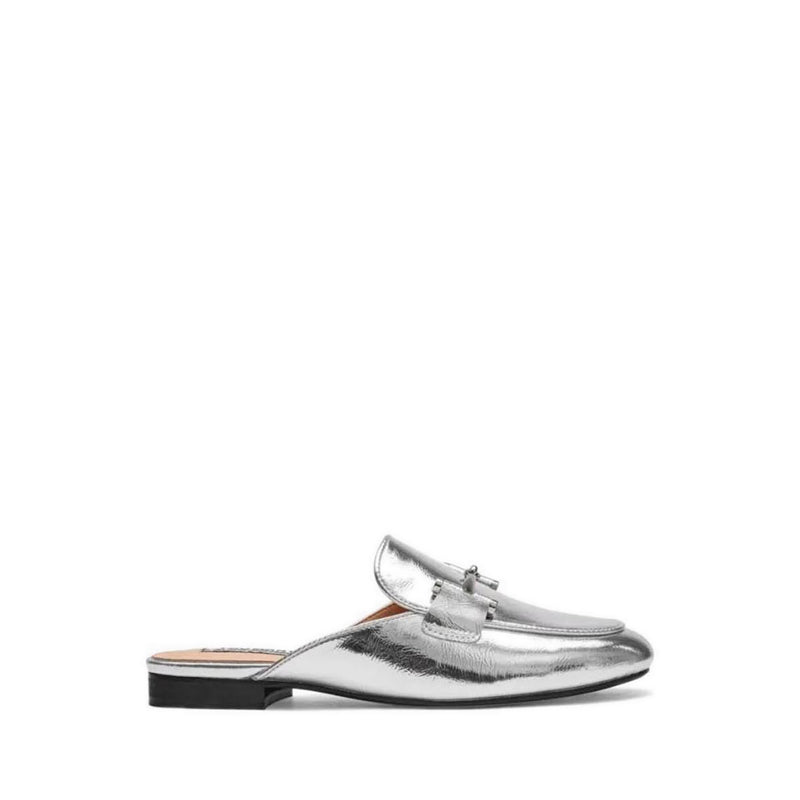 ZAE27 Women's Flat Mules - Silver