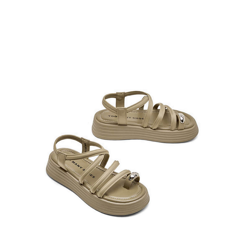 ZAE82 Women's Sandals Platforms - Dark Khaki